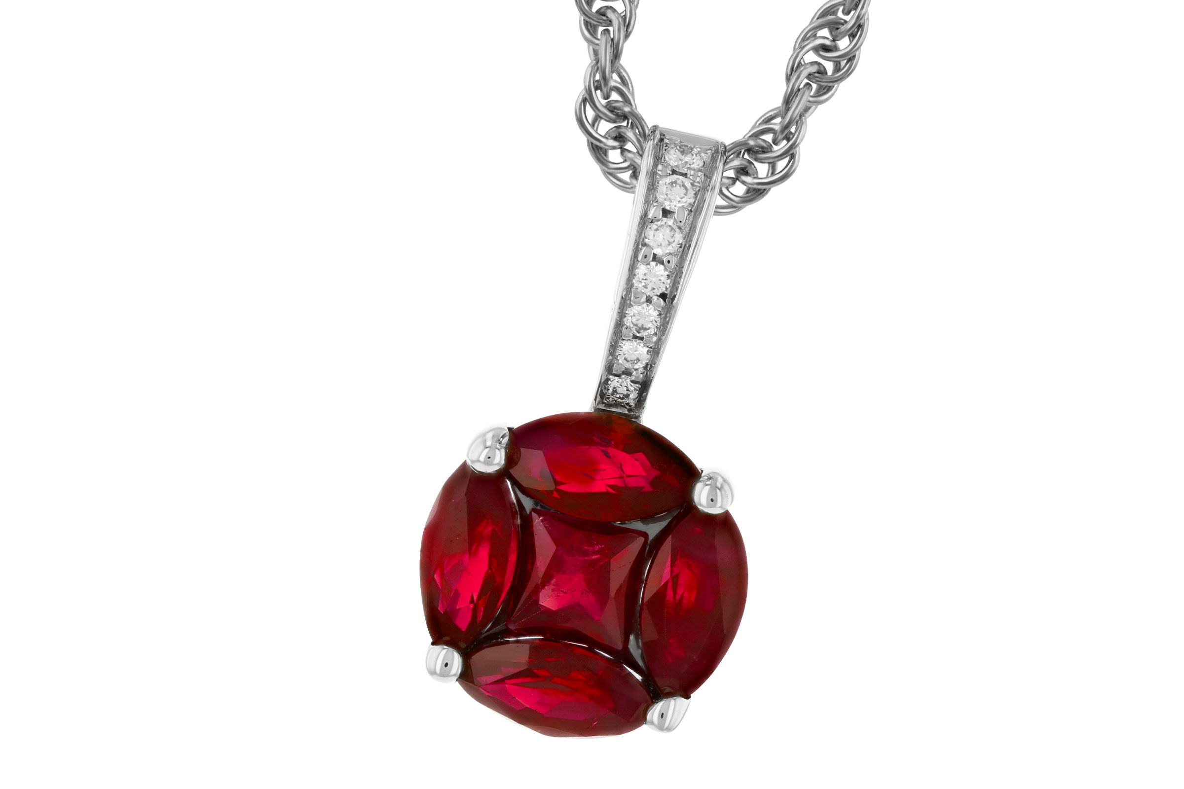 B293-73172: NECKLACE .80 RUBY .82 TW