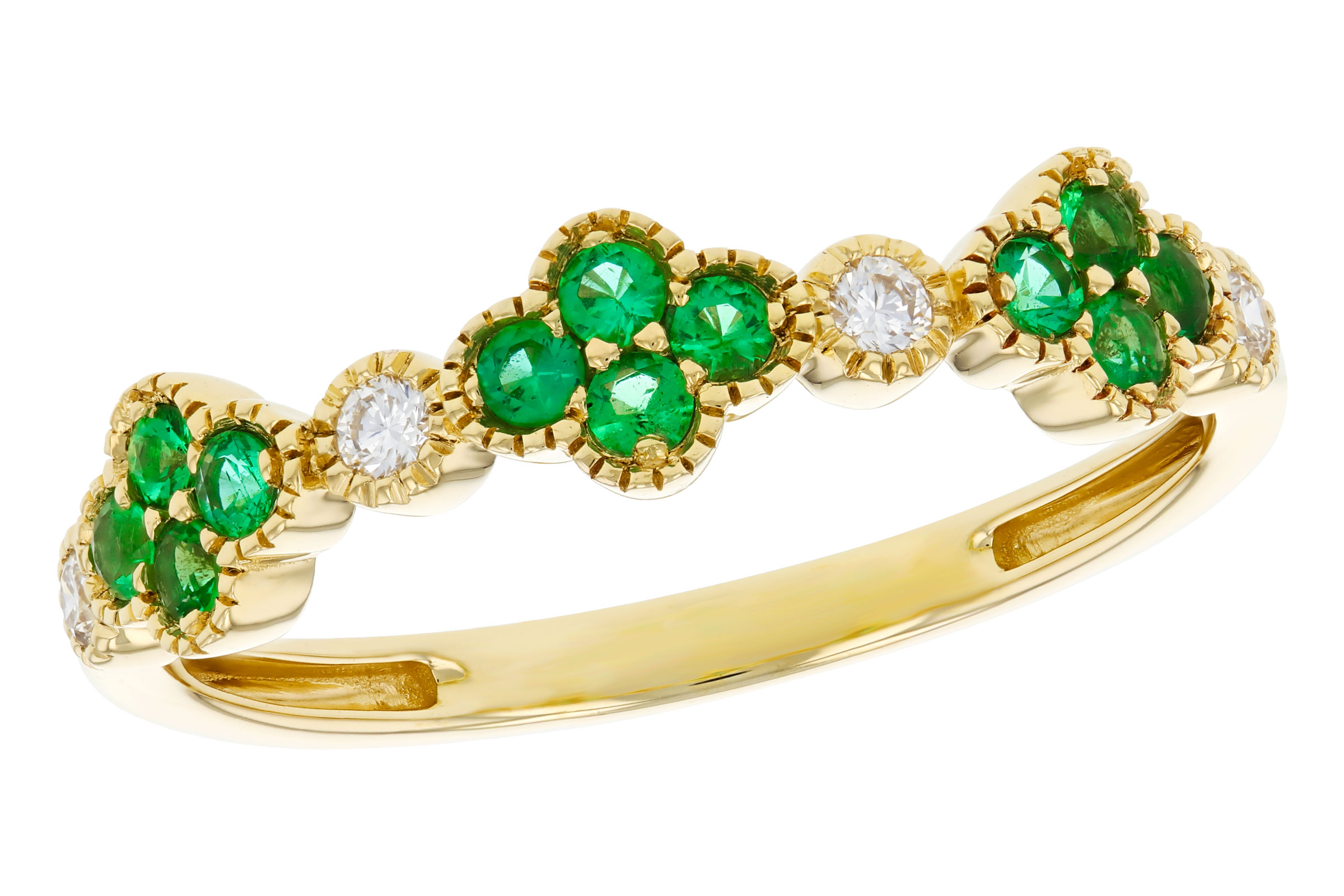 B293-75845: LDS WED RG .18 TW EMERALD .26 TGW