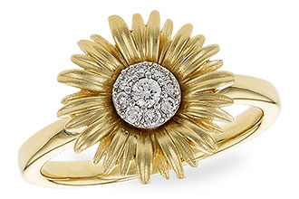 C291-94990: D291-94063 WITH YG & PETALS / WG SETTING .10 TW