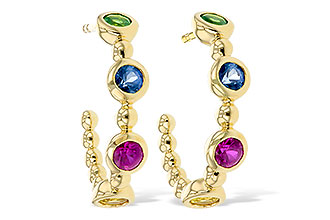 C293-73099: EARR .68 TW MULTI-COLOR SAPPH & GREEN GARNET