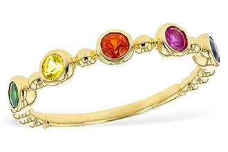 D293-73099: LDS WED RG .52 TW MULTI-COLOR SAPPH & GREEN GARNET