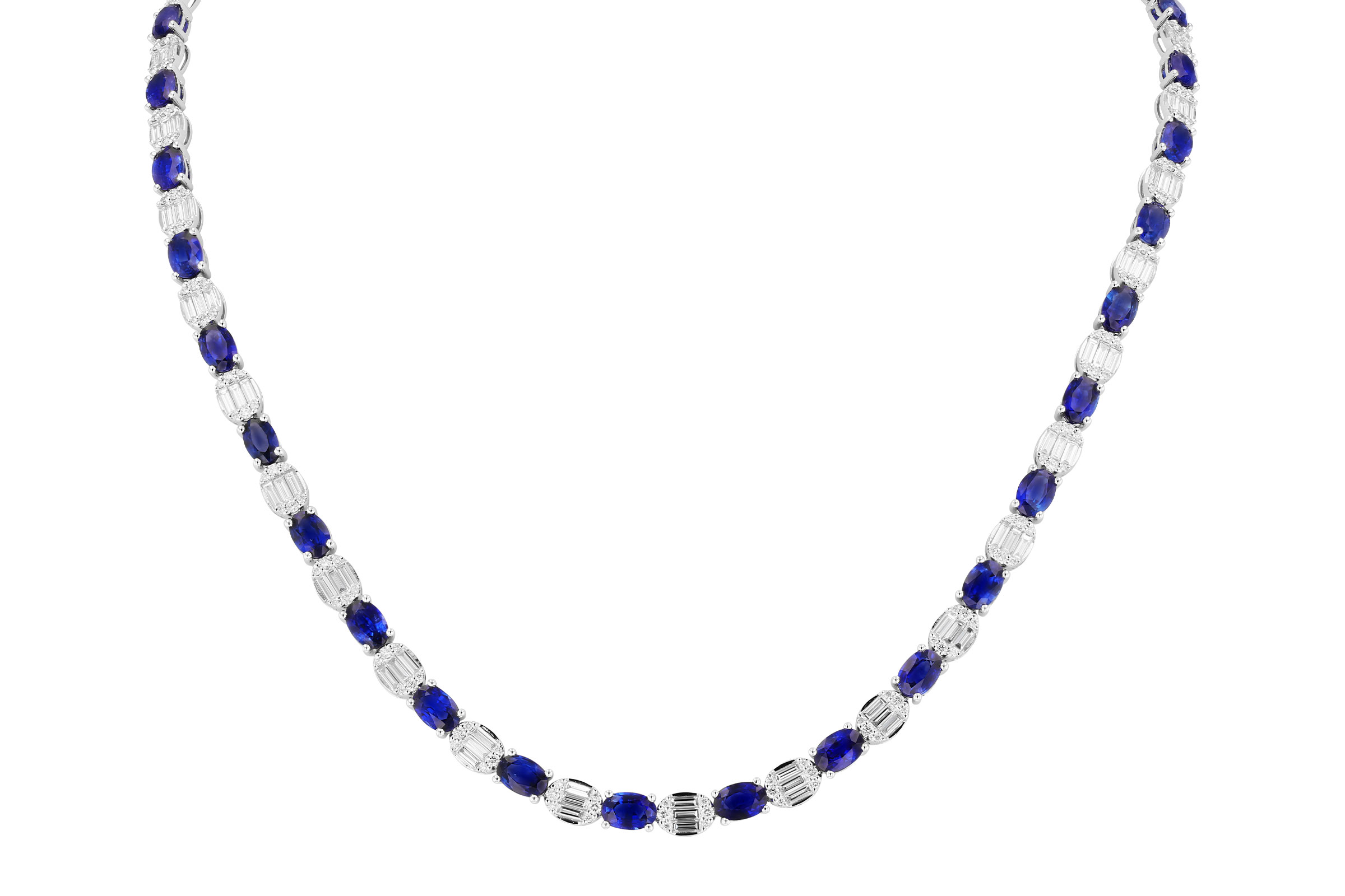 D293-74917: NECKLACE 17.68 TW SAPPHIRE 21.82 TGW (17")