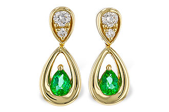 E292-85872: EARRINGS .20 EMERALD .32 TGW (4x3 EMER)