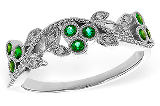 E292-90372: LDS WED RG .17 EMERALD TW .23 TGW