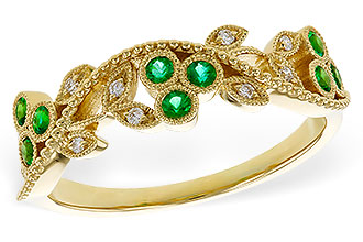 E292-90372: LDS WED RG .17 EMERALD TW .23 TGW