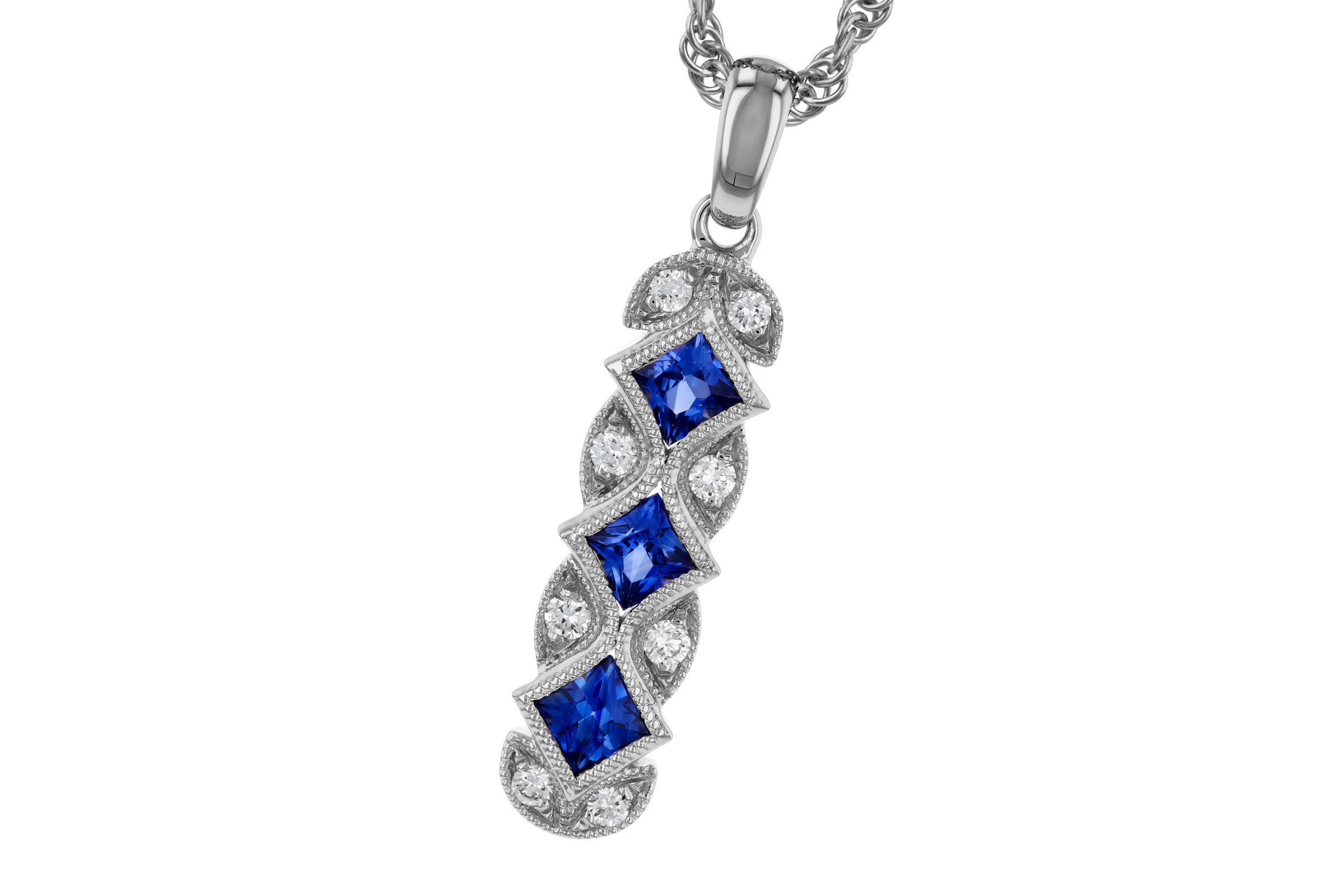 E293-74917: NECKLACE .55 TW SAPPHIRE .64 TGW