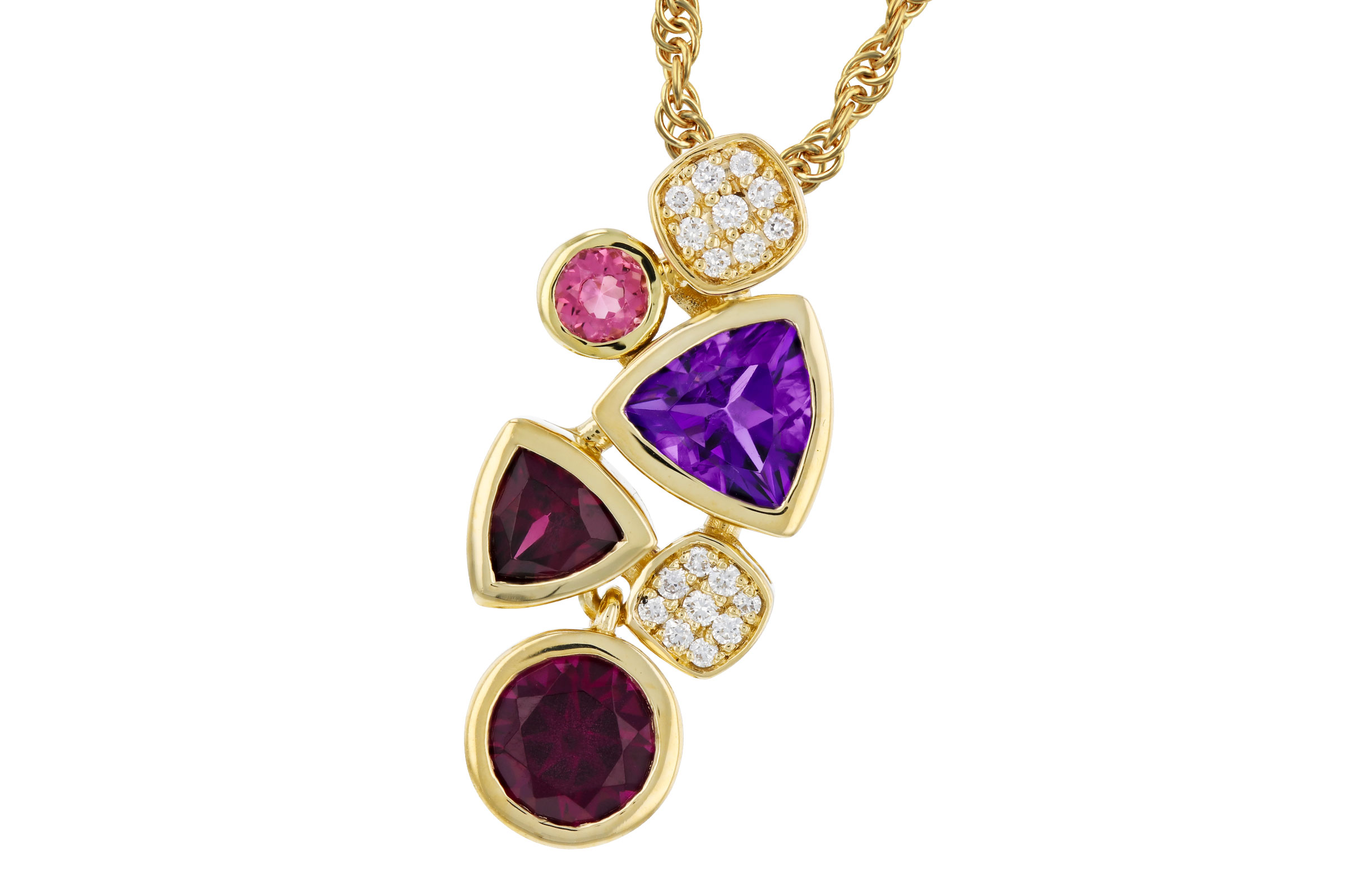 E293-74981: NECKLACE 1.34 SEMI-PREC (AM,RHO,PT) 1.40 TGW