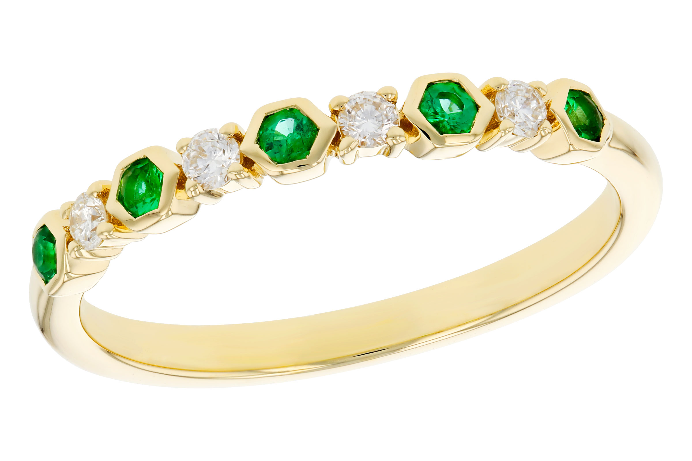 E293-75854: LDS WED RG .10 TW EMERALD .20 TGW