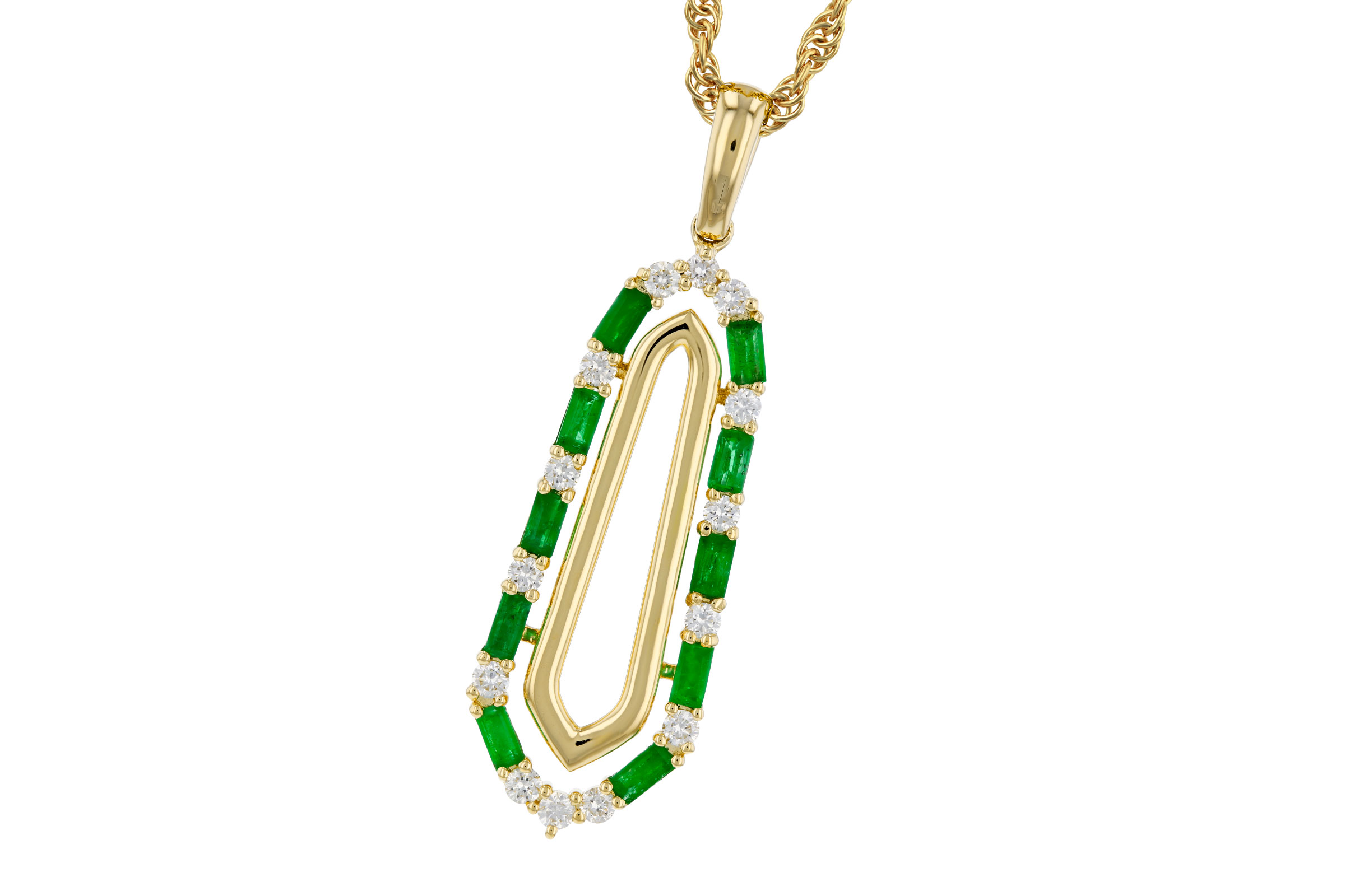 F293-75863: NECKLACE .44 TW EMERALD .64 TGW