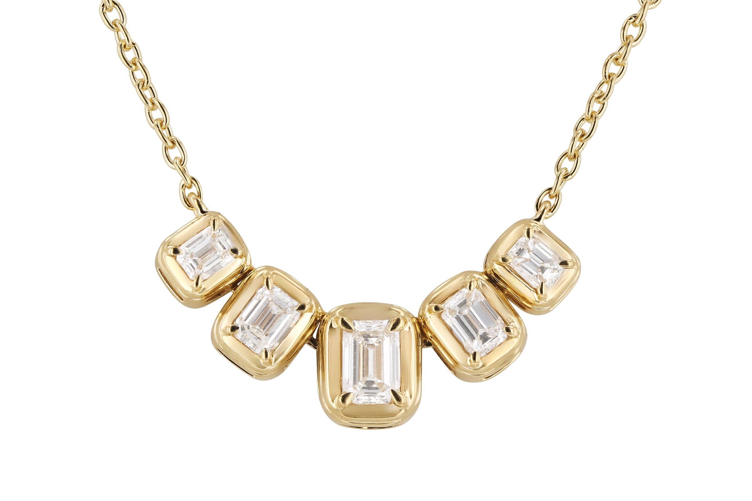 G293-75835: NECKLACE .87 TW EMERALD CUT DIA (18")