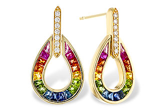 H292-84944: EARRINGS 1.18 MULTI-COLOR SAPP 1.25 TGW
