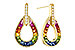 H292-84944: EARRINGS 1.18 MULTI-COLOR SAPP 1.25 TGW