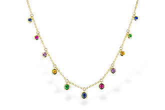 L291-97671: NECK .90 TW MULTI-COLOR SAPPH & GREEN GARNET (18")