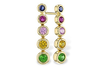 L291-99544: EARR .60 TW MULTI-COLOR SAPPH & GREEN GARNET