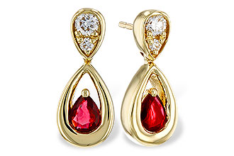 L292-84953: EARRINGS .40 RUBY .52 TGW (4x3 RUBY)